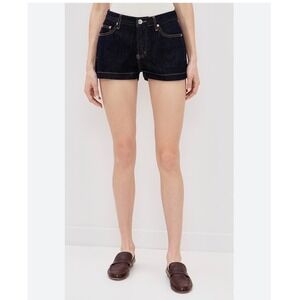 PARKE Denim Mini Shorts Dark Wash Indigo Button Fly Size 31 NWOT